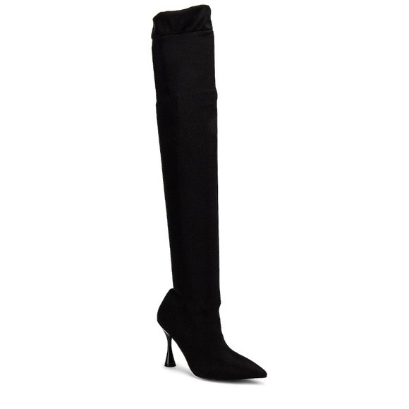 Jeffrey Campbell Madam Over the Knee BOOTS Size 9.5 Black Stretch Nylon NEW $170 - Picture 3 of 12